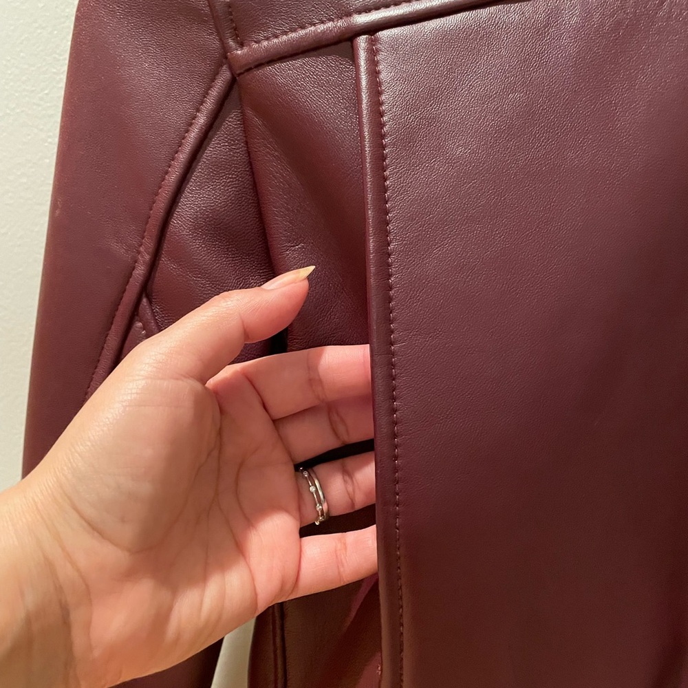 Acne Studios Women's Maroon Mock Leather Jacket - Picture 5 of 8